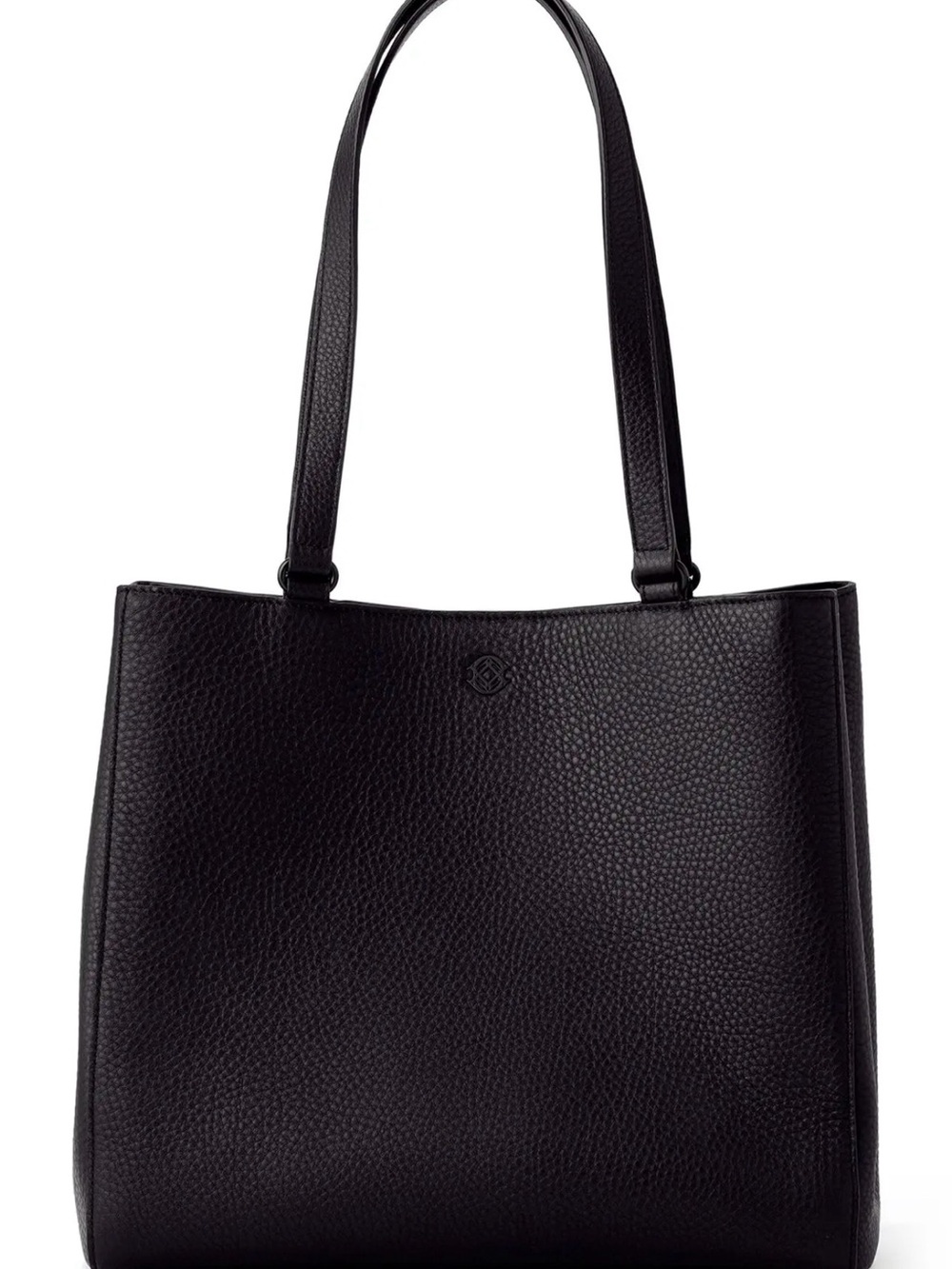 Dagne Dover Pebbled Leather Shoulder Tote in Black